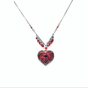 Red Heart Pendant Chain Necklace